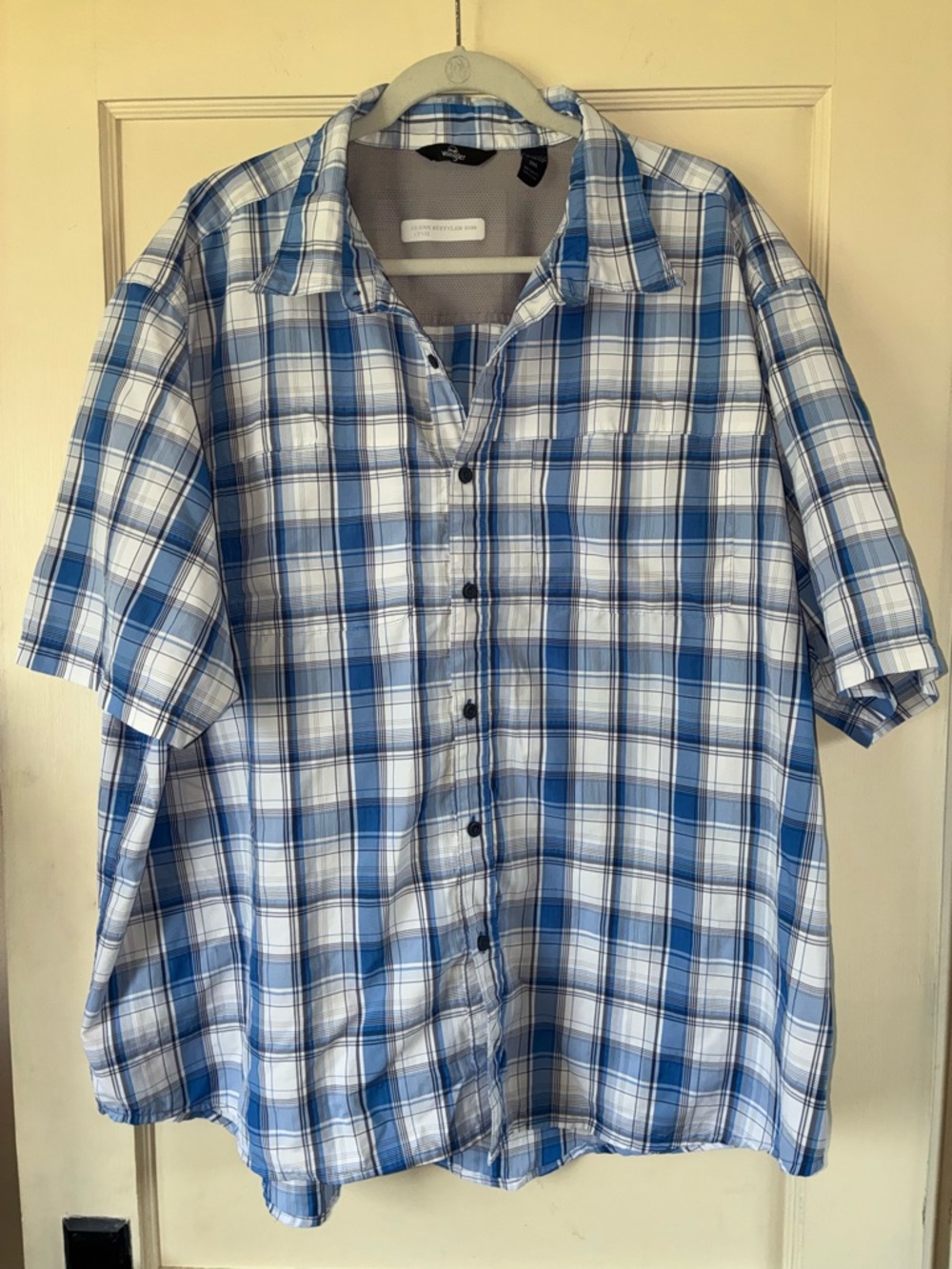 Wrangler Men's Blue Plaid Short Sleeve Button Down Shirt Size 3XL Rodeo Western